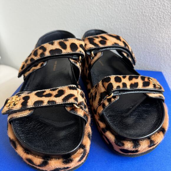 Tory Burch Kira Sport Double Strap Platform Sandal Leopard Size 8 - Picture 2 of 13